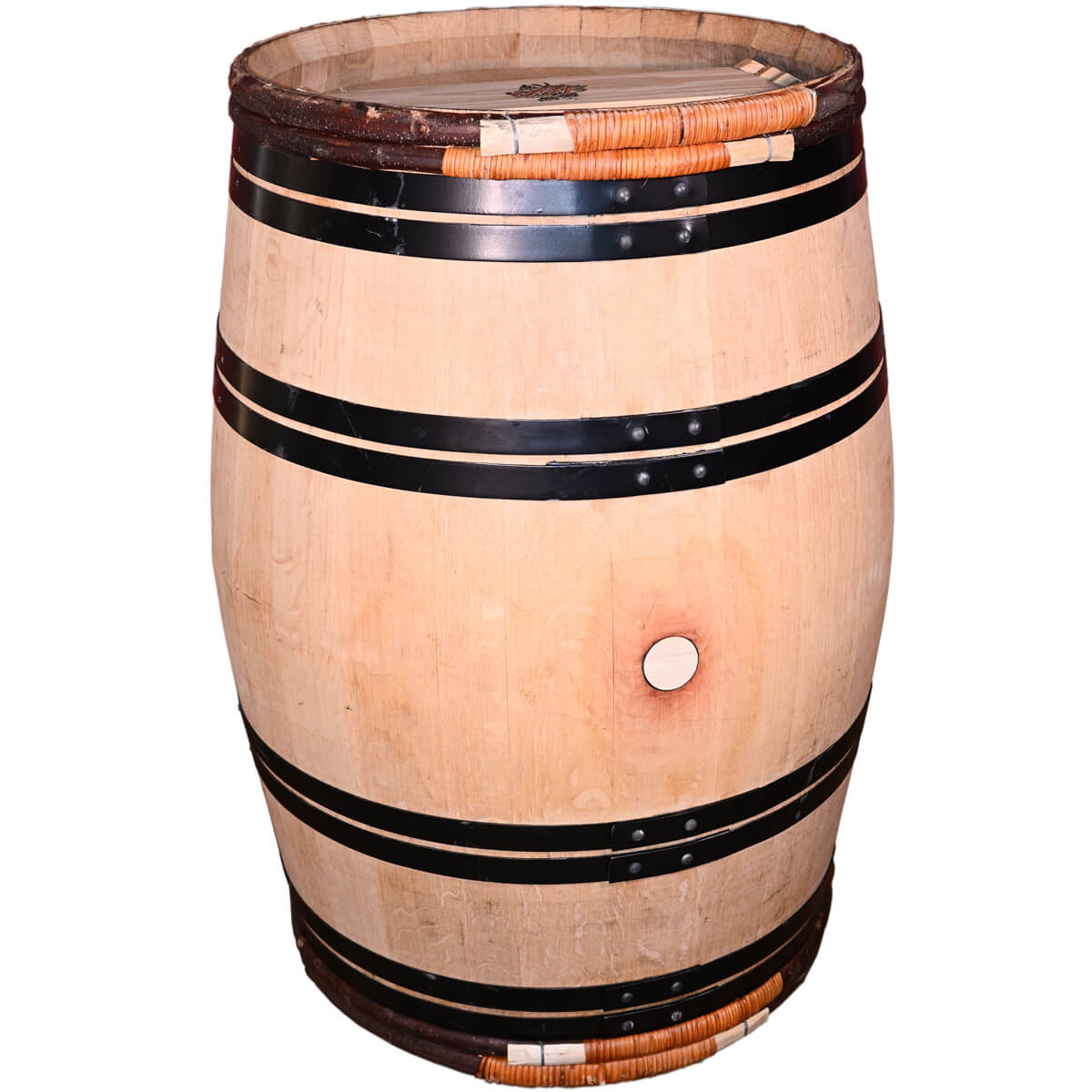 dekofass_2_weidenholzringe_225l_1 Fut décoration 225 l - exclusive, cercles noir