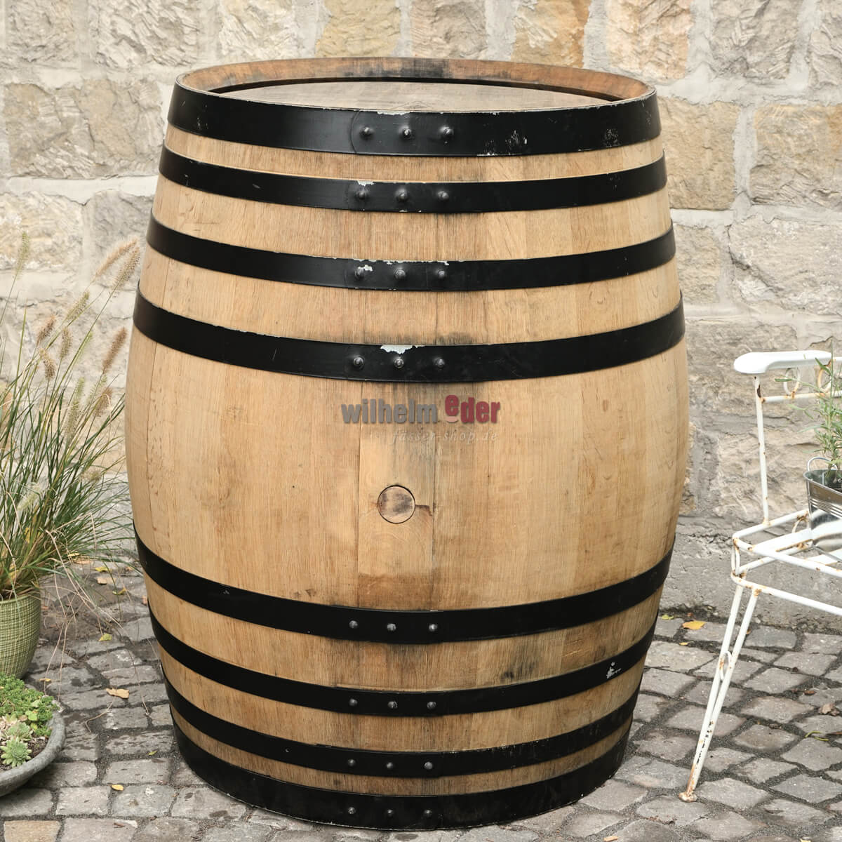 Fût décoration de 400 l - cercles noir