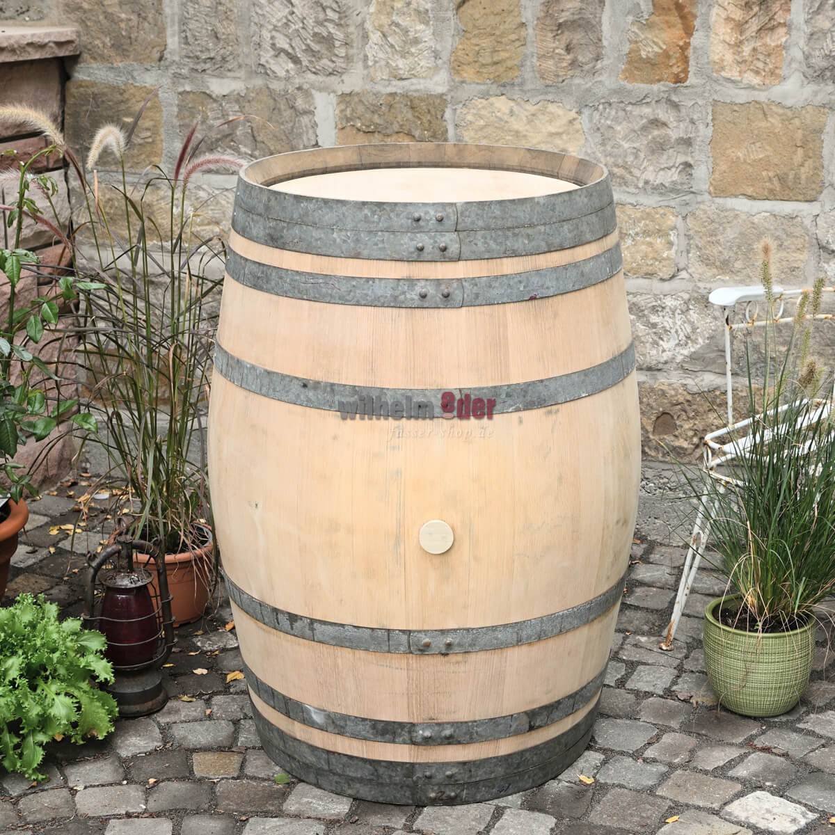 dekorationsfass_deko_fass_holzfass_abgeschliffen_hell_225l_1 Fut décoration 225 l - de luxe