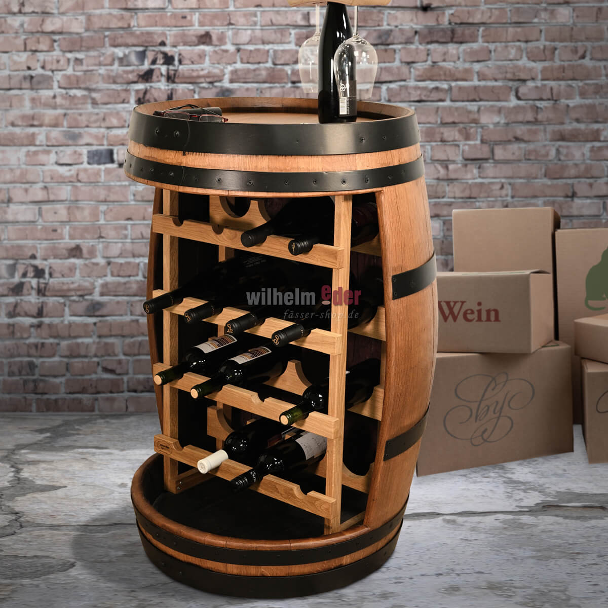 Regalfass_wein_braun_schwarz_3_3 Fût de rayonnage - bar à bouteilles